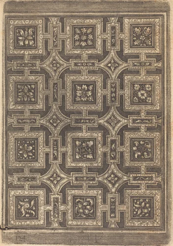 Ornamental Design for Coffered Ceiling by Daniel Hopfer; David Funck, print, 1520-1529