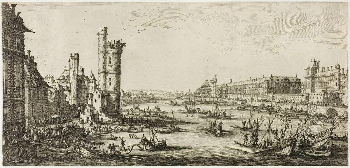 View of the Louvre by Jacques Callot, print, 1630-1635