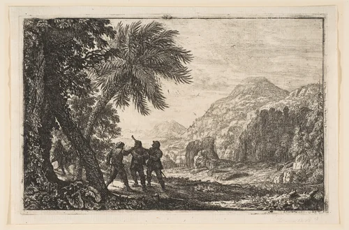 Landscape with Brigands by Claude Lorrain, print, 1633