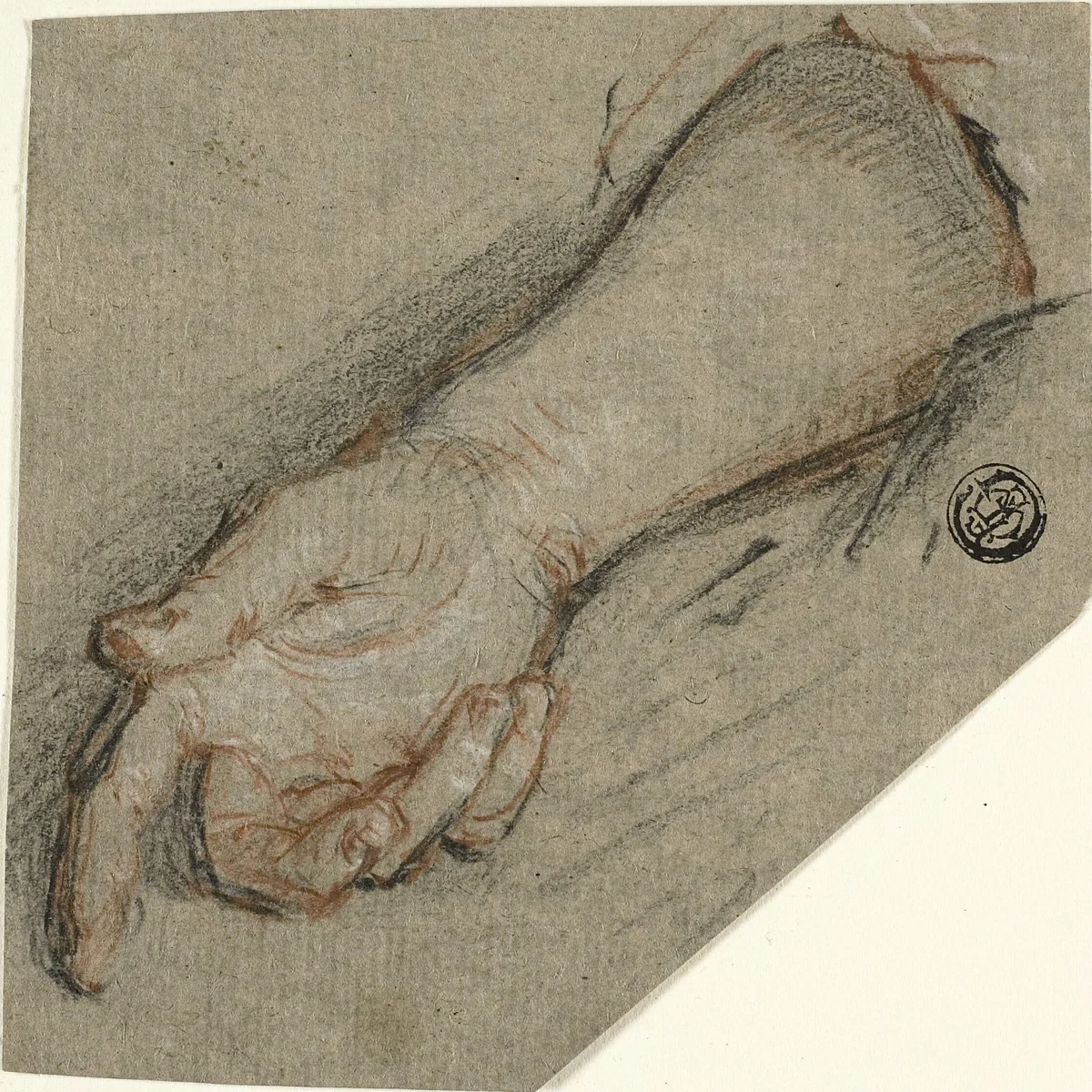 Back of Hand and Forearm by Antoine Coypel, drawing, 1681-1722