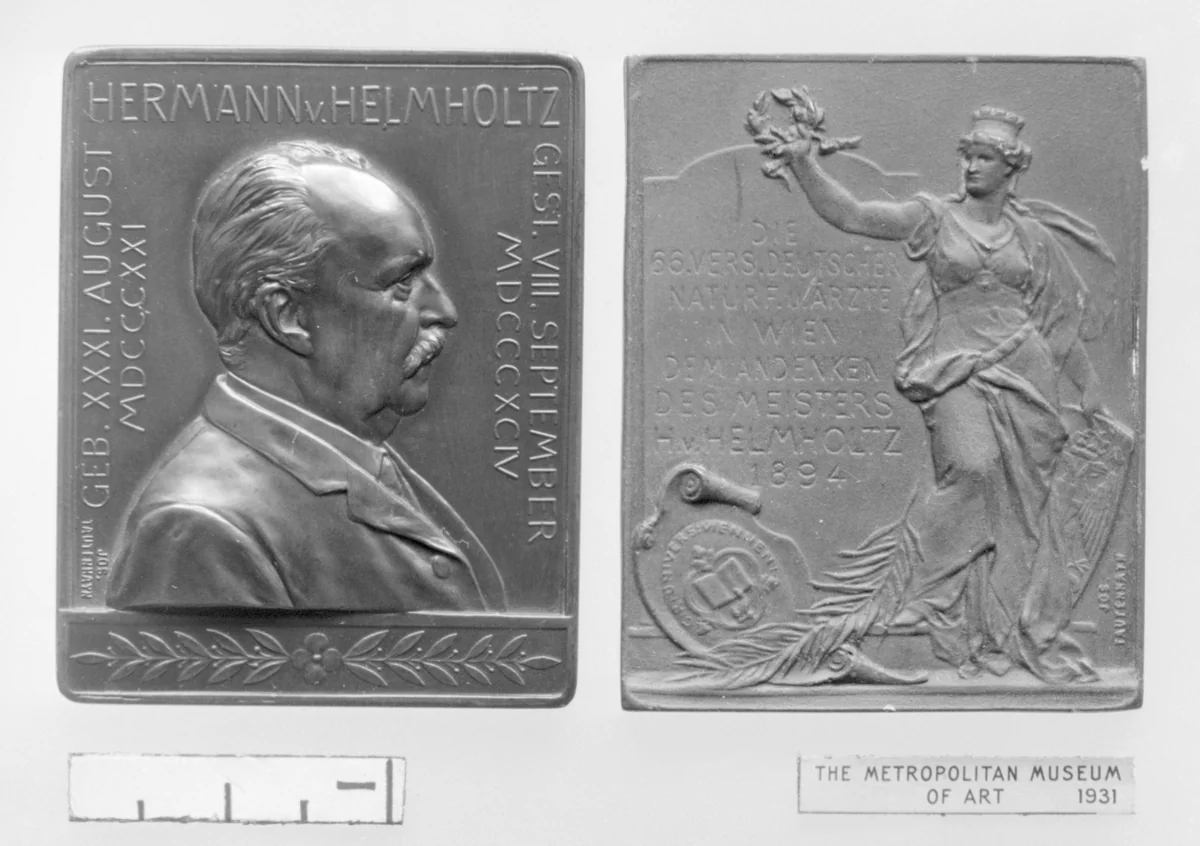 In Memory of Hermann Ludwig Ferdinand von Helmholtz (b. Potsdam 1821, d. Berlin 1894) by Josef Tautenhayn, metalwork, 1894