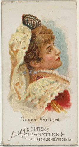 Donna Vaillard, from World's Beauties, Series 1 (N26) for Allen & Ginter Cigarettes by Allen & Ginter, print, 1888