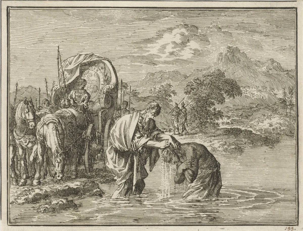 Doop van de kamerling door Philippus by Jan Luyken, print, 1712