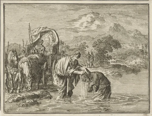 Doop van de kamerling door Philippus by Jan Luyken, print, 1712