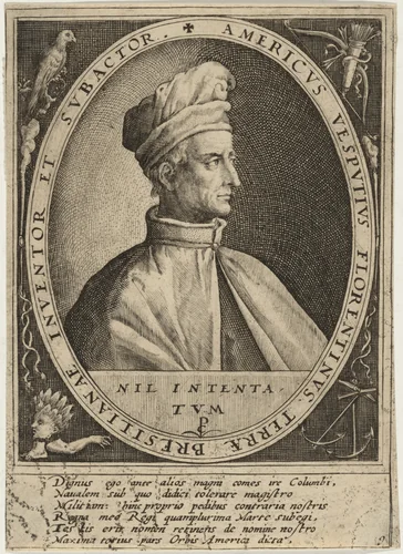 Amerigo Vespucci by Crispijn van de Passe I, print, 1598
