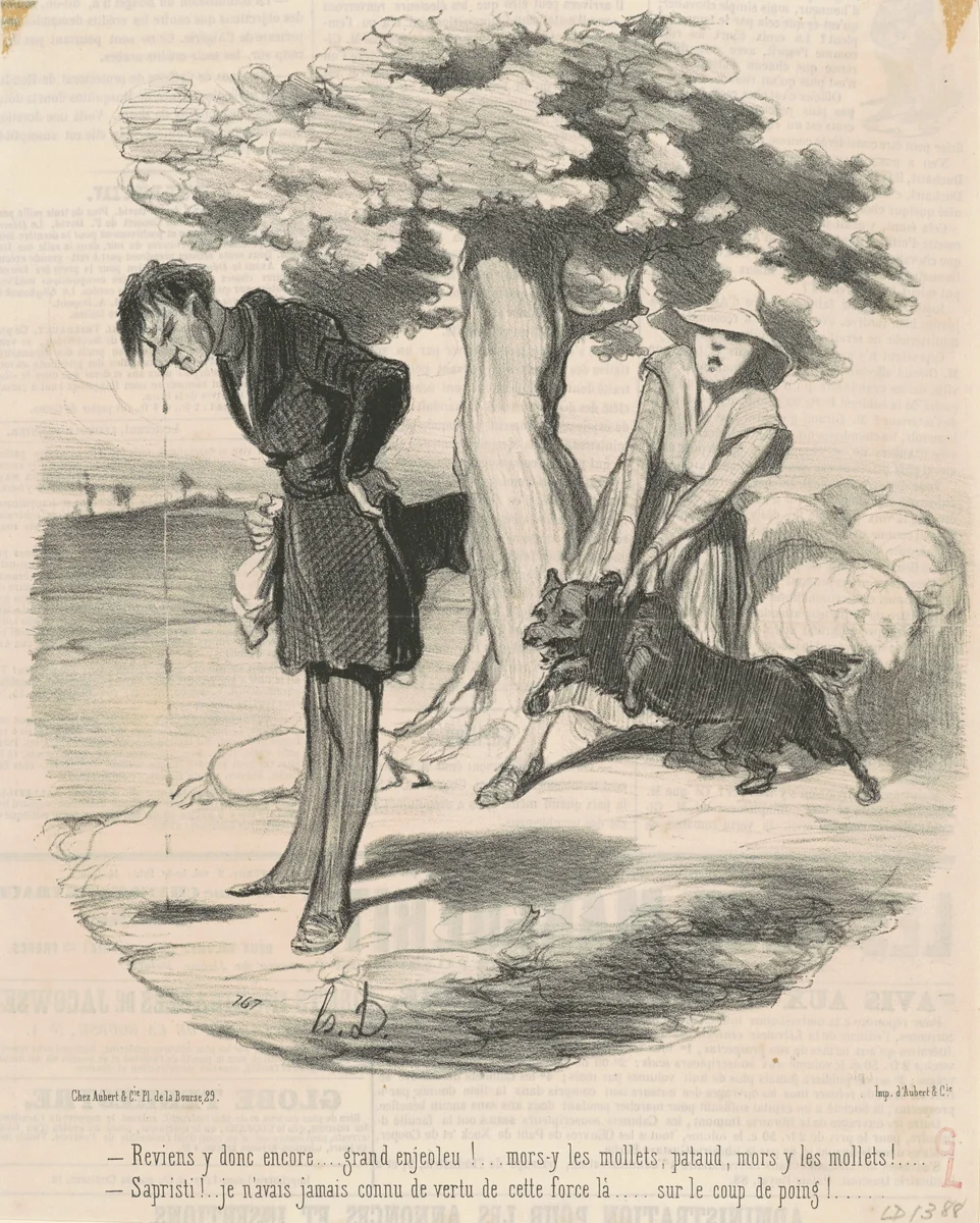Reviens y donc encore ... grand enjeoleu! ... by Honoré Daumier, print, 1845