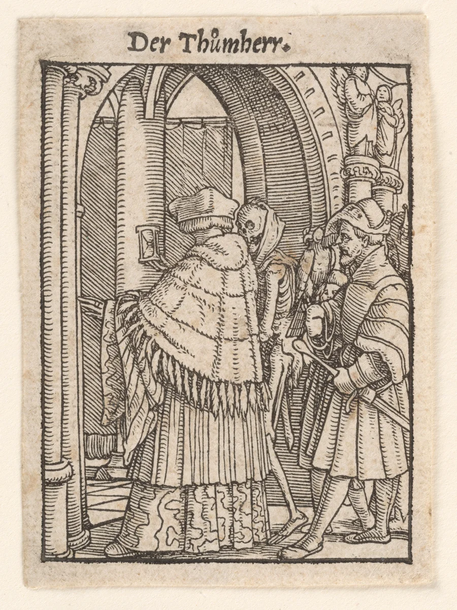The Dean (or Canon), from "The Dance of Death" by Hans Holbein the Younger, print, 1521-1538