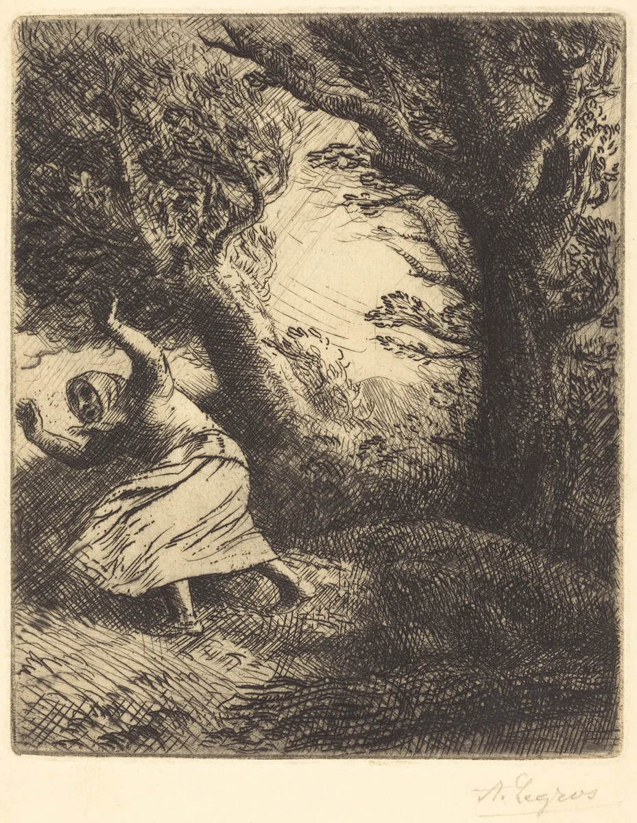 Thunder (Un coup de foudre) by Alphonse Legros, print, 1837-1911