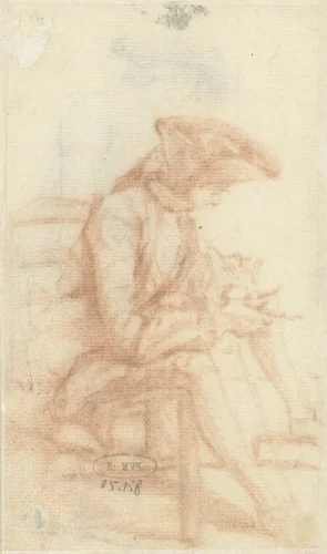 Zittende man by Simon Fokke, drawing, 1710-1779