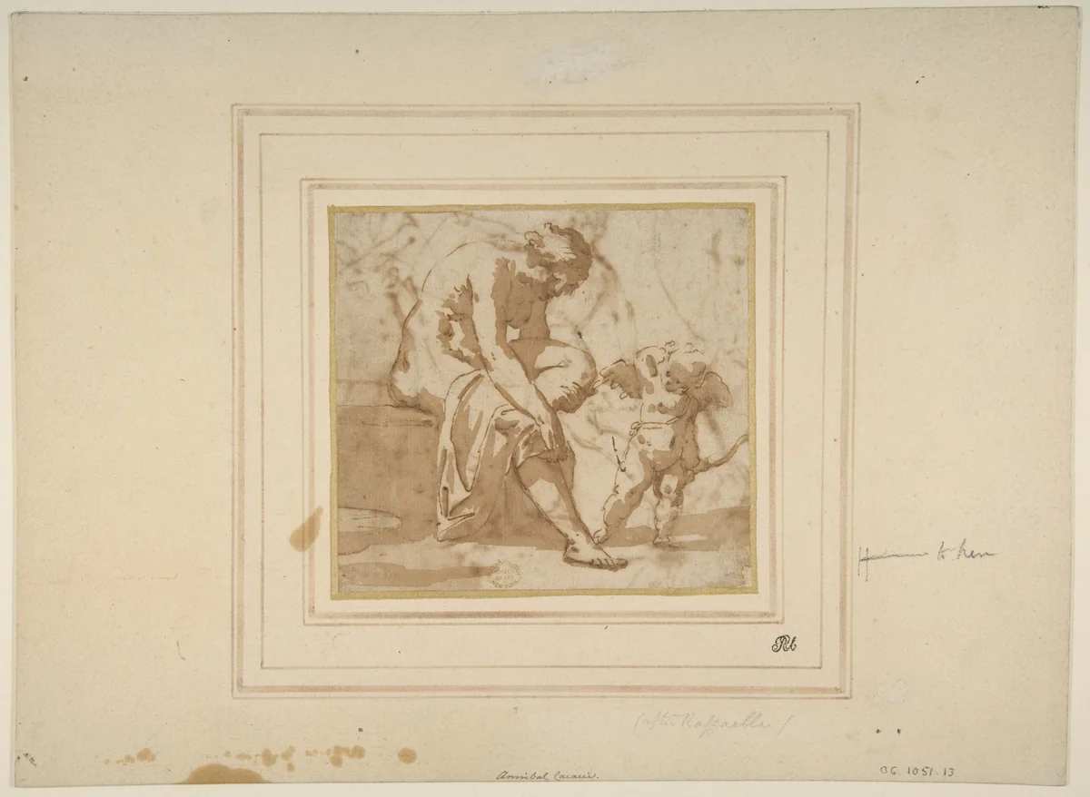 Venus Leaving the Bath, and Cupid by anonymous, drawing, 1600-1700