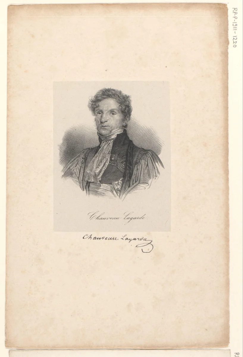 Portret van Claude François Chauveau-Lagarde by anonymous, print, 1818-1842