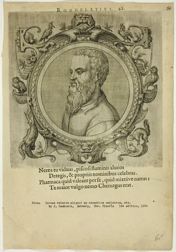 Portrait of Rondeletius by Unknown Artist, print, 1574