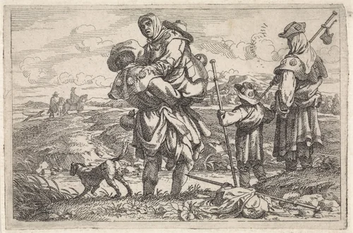 De pelgrims by Jan Baptist de Wael, print, 1642-1669