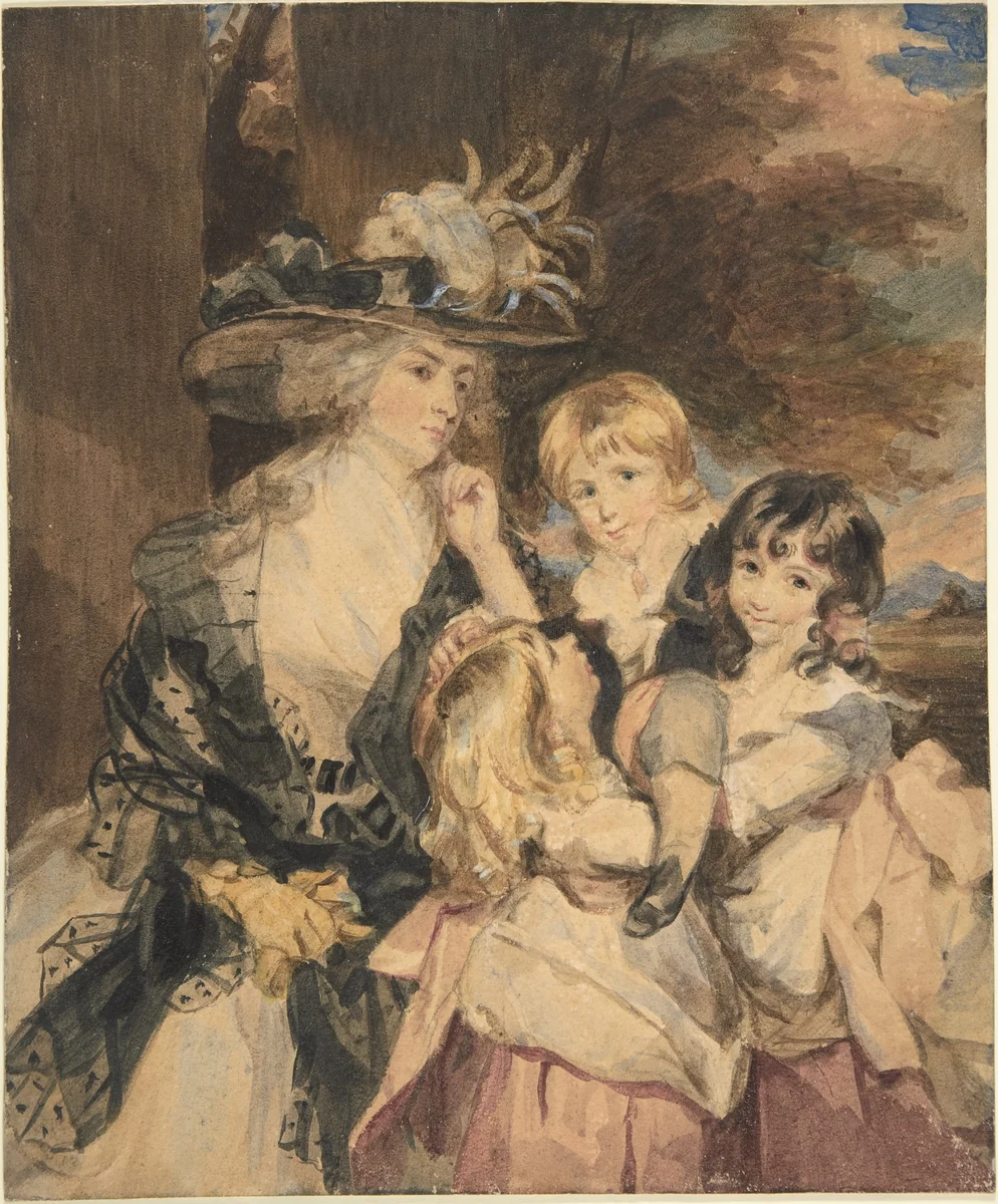 Lady Smith and Her Children by Simon Jacques Rochard, drawing, 1800-1872