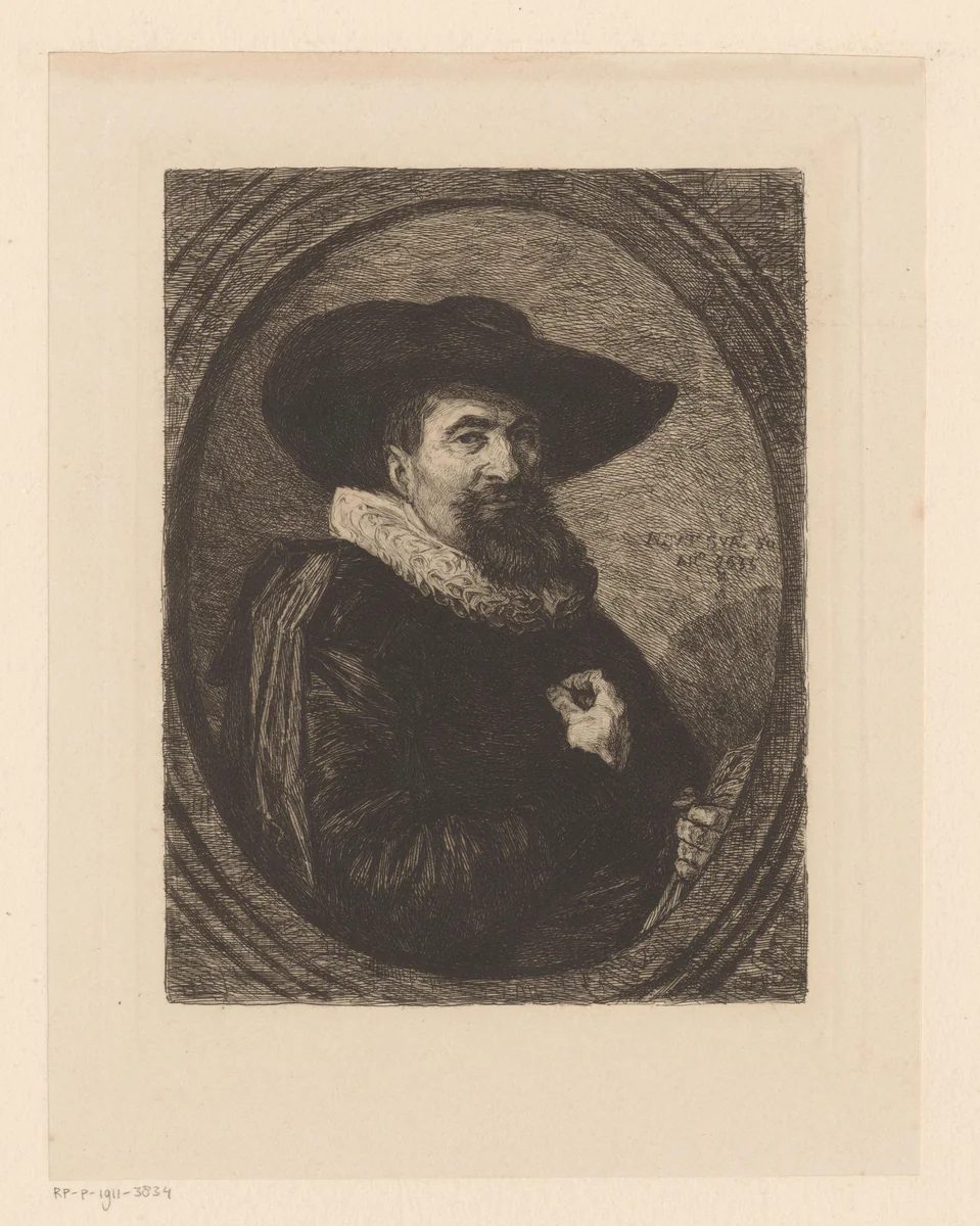 Portret van een onbekende man by William Unger, print, 1847-1889