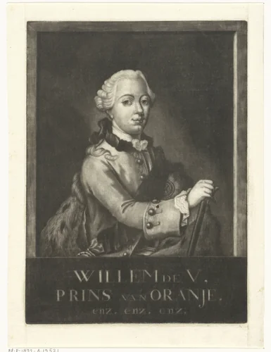 Portret van Willem V, prins van Oranje en Nassau by Rienk Jelgerhuis, print, 1770