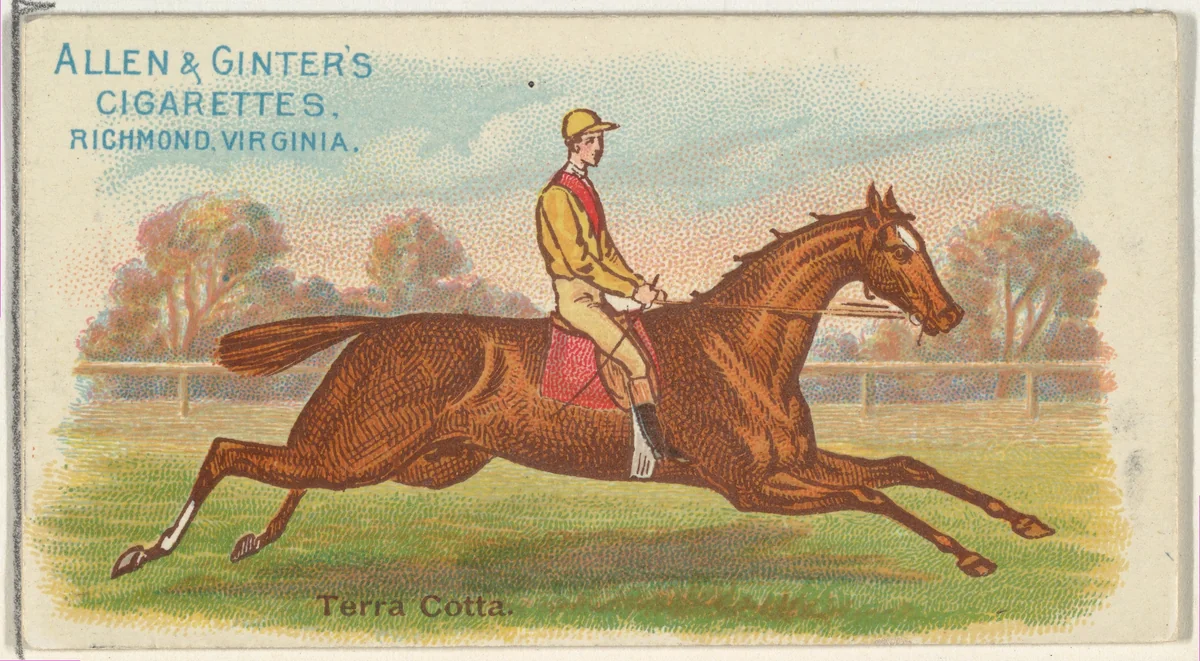 Terra Cotta, from The World's Racers series (N32) for Allen & Ginter Cigarettes by Allen & Ginter, print, 1888