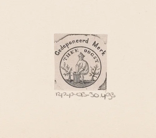 Vignet met een figuur die thee oogst by Isaac Weissenbruch, print, 1836-1912