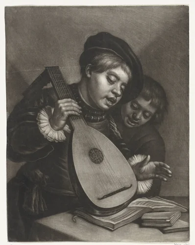 Twee zingende jongens by Wallerant Vaillant, print, 1658-1677