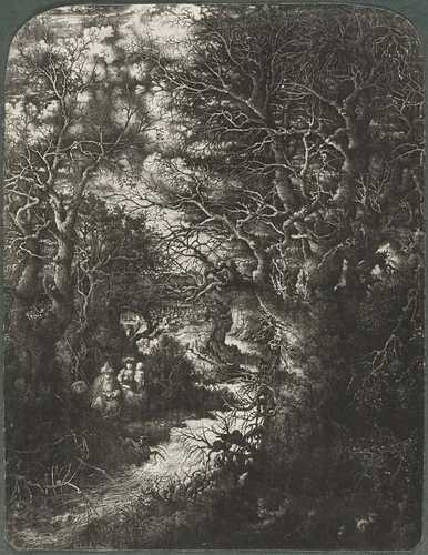 The Holy Family at Rest Beside a Stream by Rodolphe Bresdin, print, 1853