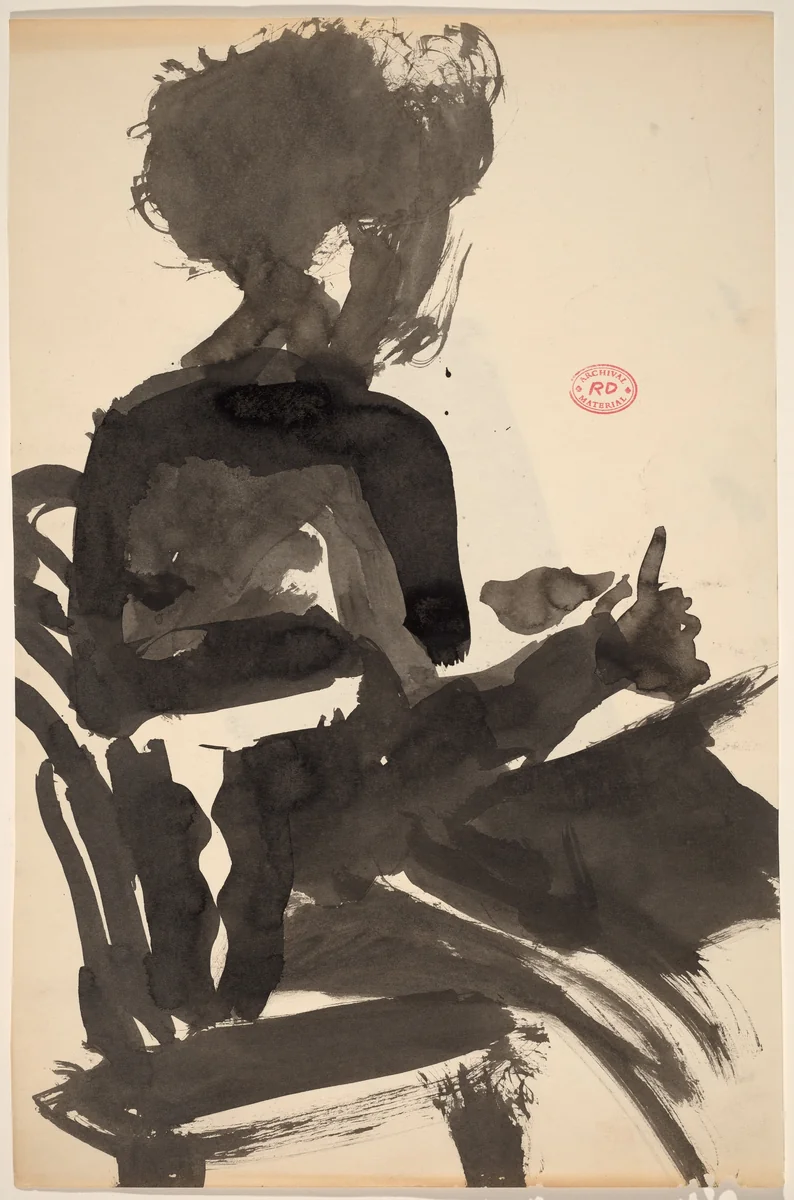 Untitled [side view of a seated model] by Richard Diebenkorn, drawing, 1955-1967