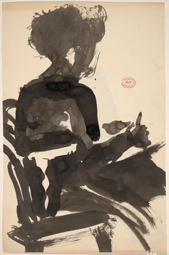 Untitled [side view of a seated model] by Richard Diebenkorn, drawing, 1955-1967