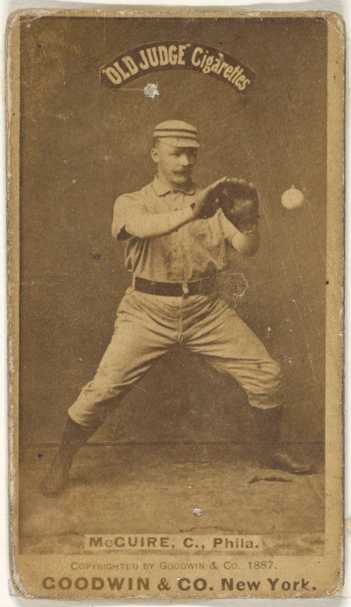 James Thomas "Deacon" McGuire, Catcher, Philadelphia, from the Old Judge series (N172) for Old Judge Cigarettes by Goodwin & Company, photograph, 1887