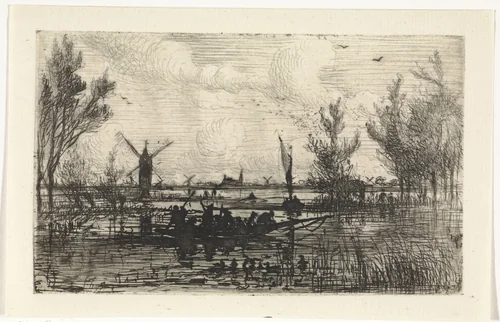 Hollands landschap by Johannes Tavenraat, print, 1819-1881