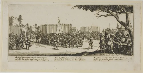 Recruitment of Troops, plate two from The Large Miseries of War by Gerrit Lucasz van Schagen, print, 1612-1635