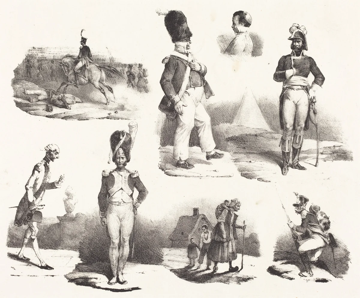 Eight Vignettes by Hippolyte Bellangé, print, 1800-1860