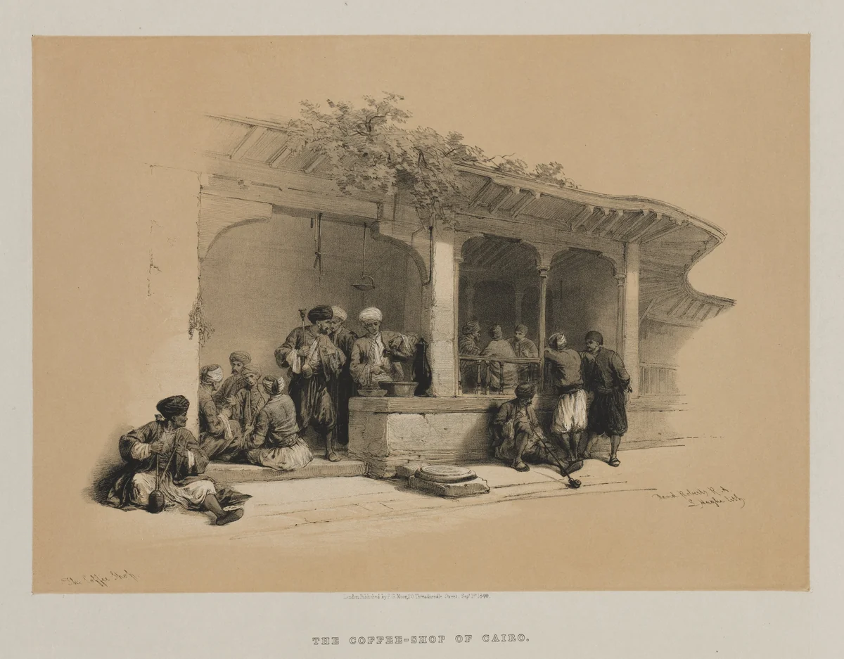 Egypt and Nubia, Volume III: The Coffee Shop by Louis Haghe, print, 1849