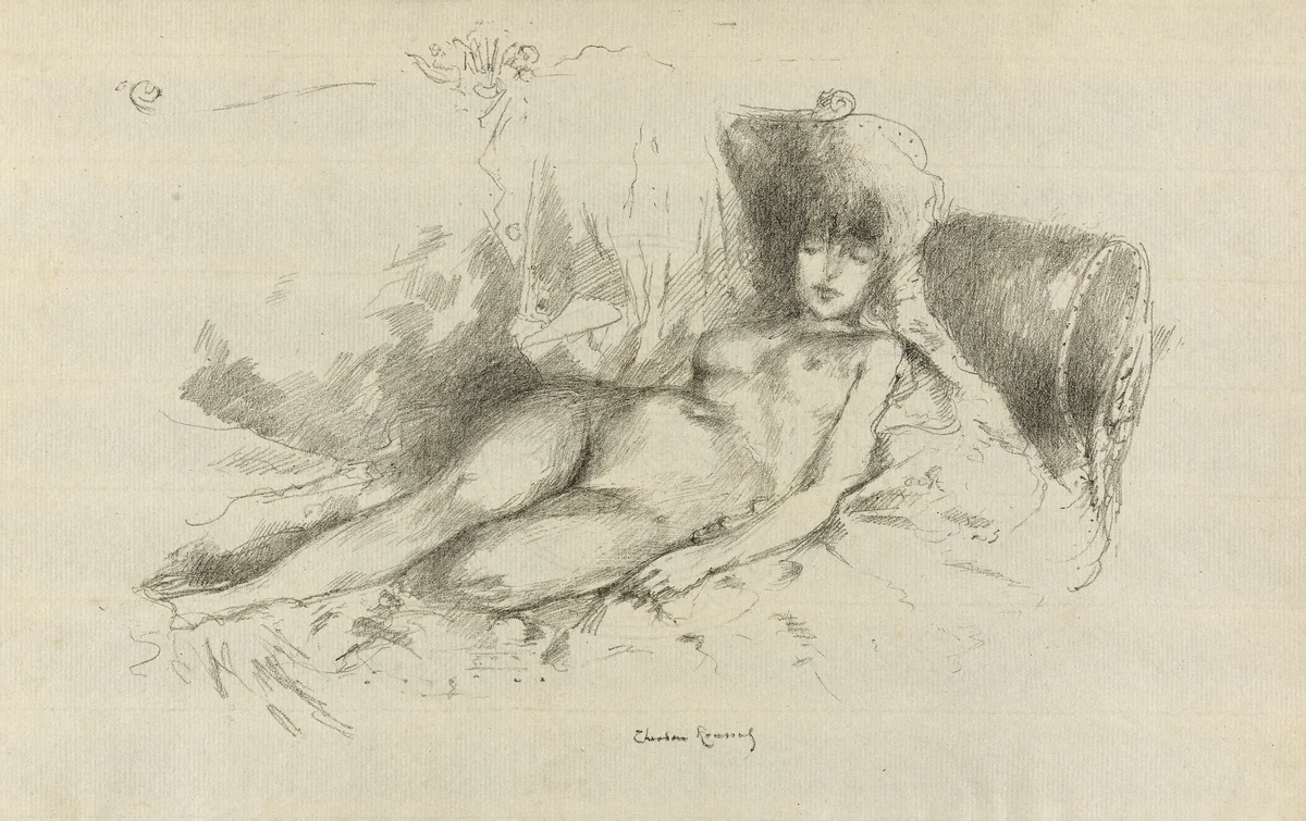 Study from the Nude, Woman Asleep by Theodore Roussel, print, 1890-1894