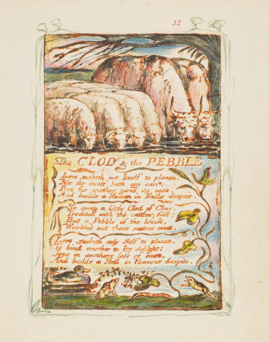 Songs of Experience: The Clod & the Pebble by William Blake, print, 1794-1825