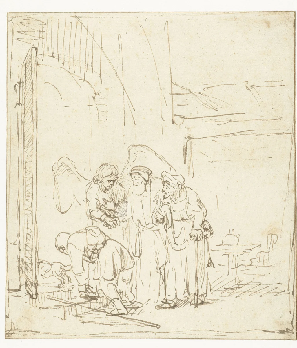 Departure of Tobias and the Angel by anonymous, drawing, 1645-1650