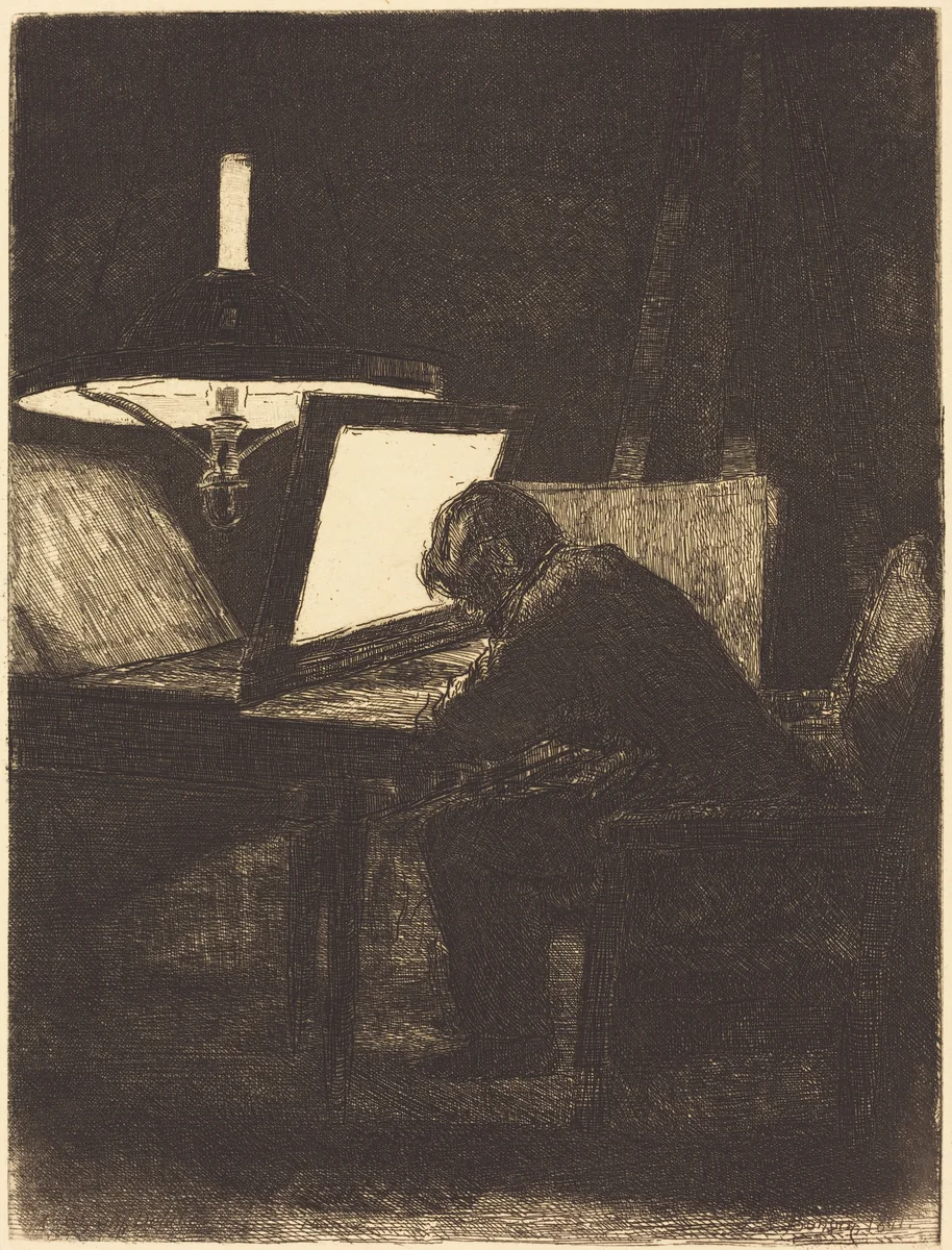 Printmaker (Le Graveur) by François Bonvin, print, 1861