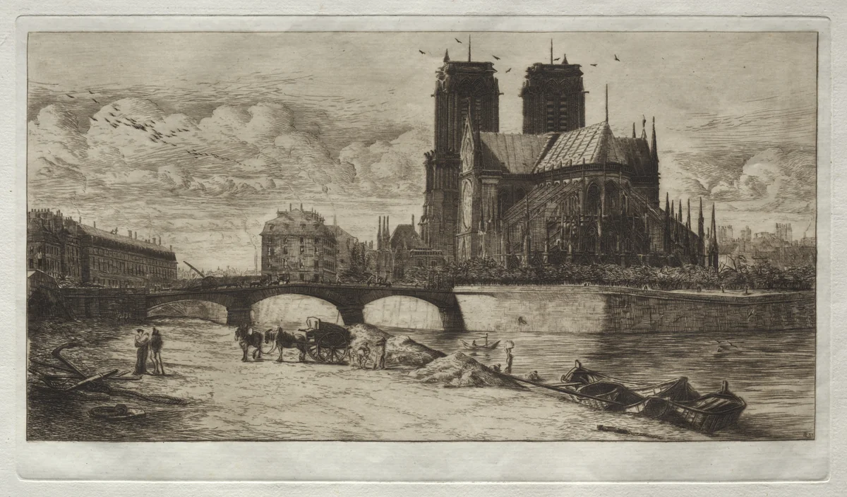 L'Abside de Notre Dame de Paris by Edmond Gosselin, print, 1853-1881