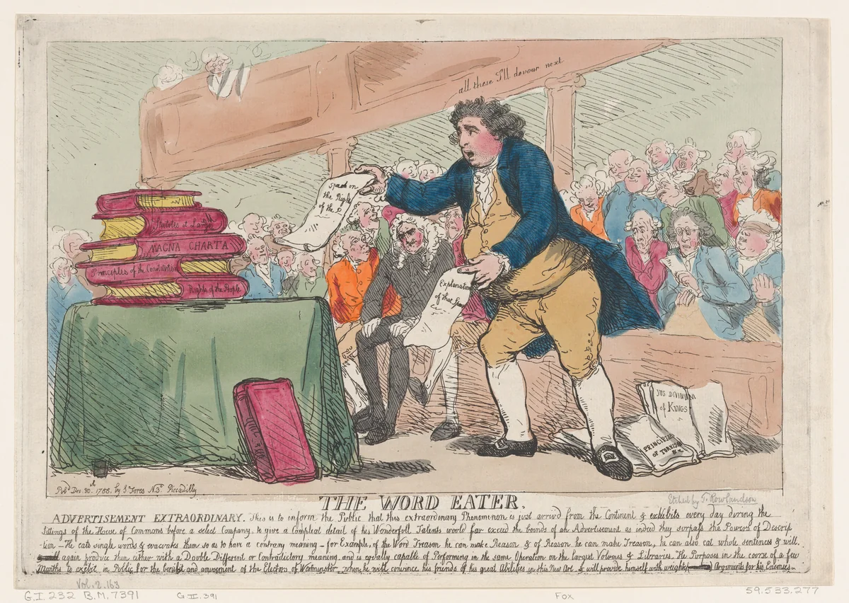 The Word-Eater by Thomas Rowlandson, print, 1786