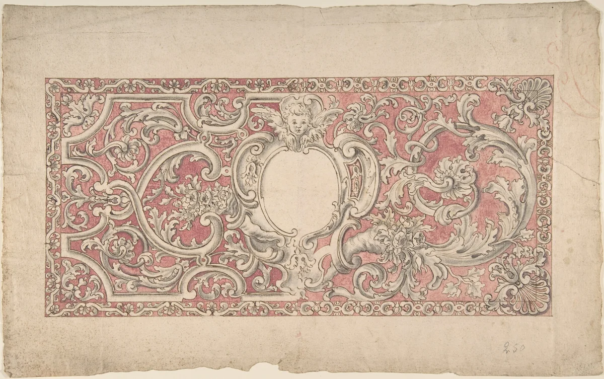 Inlaid marble altar frontal by anonymous, drawing, 1600-1699