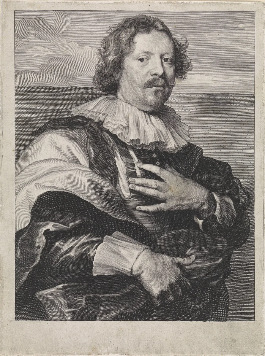 Portret van de schilder Gaspar de Crayer by Paulus Pontius, print, 1616-1657