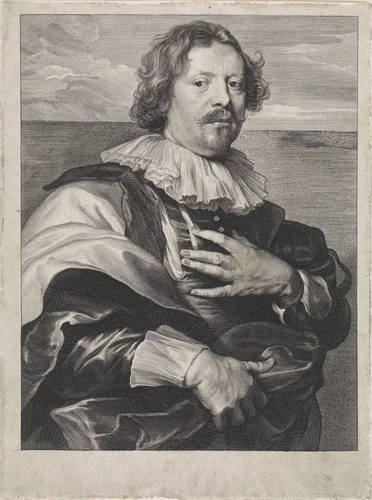 Portret van de schilder Gaspar de Crayer by Paulus Pontius, print, 1616-1657
