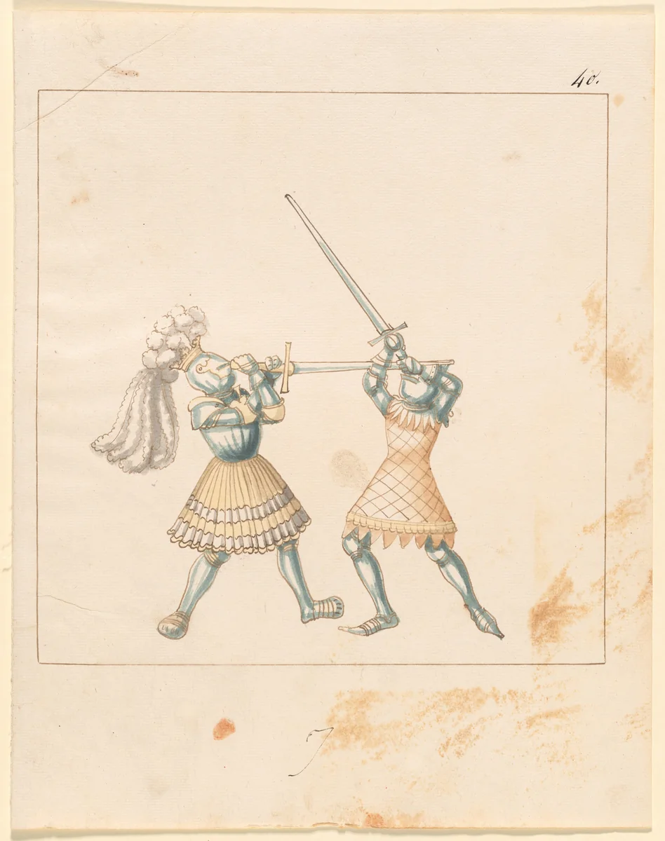 Foot Combat with Longswords by German 16th Century, drawing, 1515