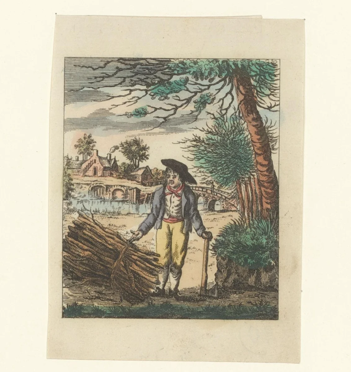 Man met een bos twijgen by anonymous, print, 1800-1899