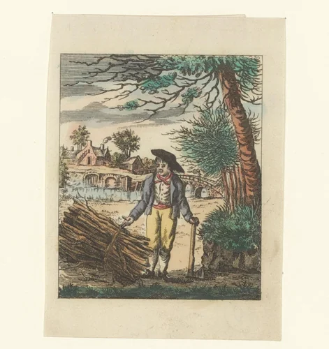 Man met een bos twijgen by anonymous, print, 1800-1899