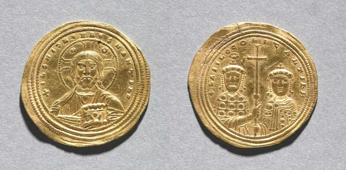 Nomisma with Basil II Bulgarotonos and His Brother Constantine VIII by Unknown, metalwork, 975-1025
