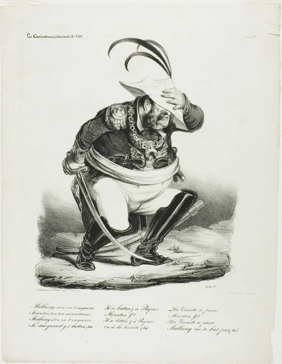 Malbroug s'en va-t-en Guerre... by Honoré-Victorin Daumier, print, 1835