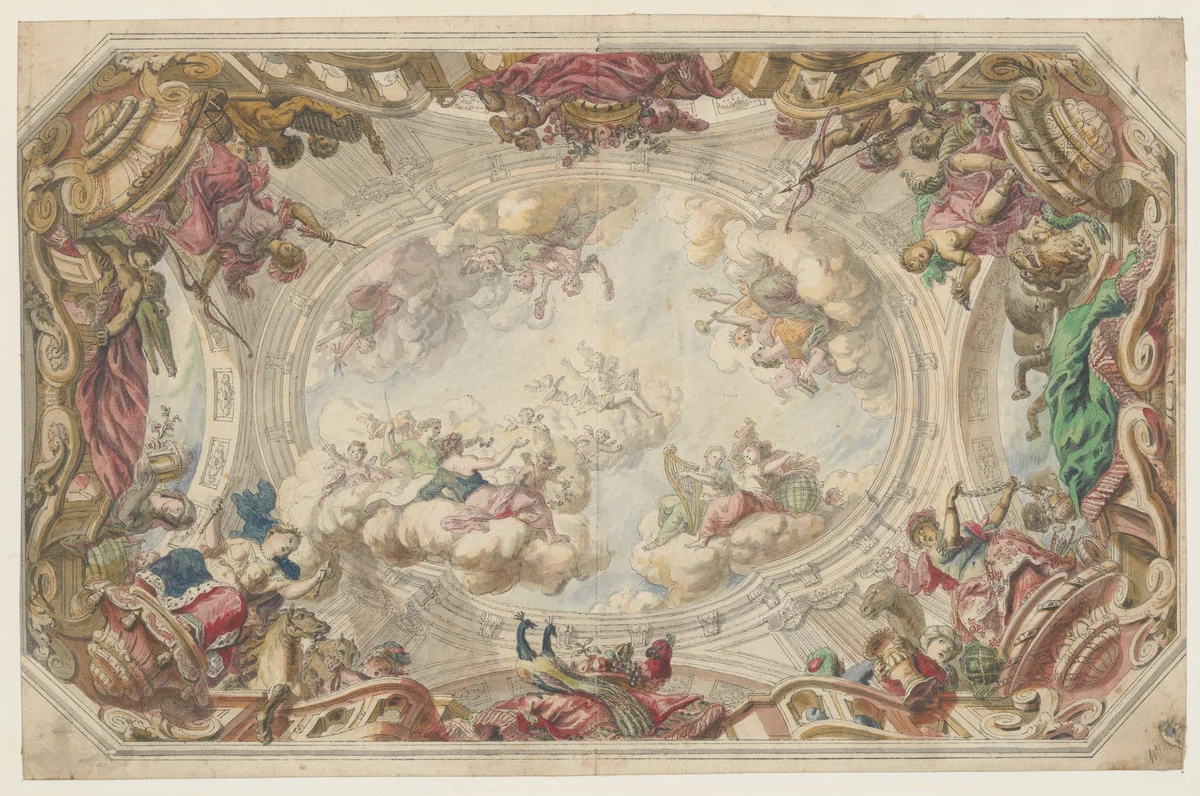 Design for a Ceiling by Daniel Marot, drawing, 1707-1717
