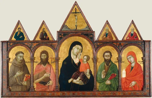 Virgin and Child with Saints by Ugolino di Nerio, painting, 1320-1325