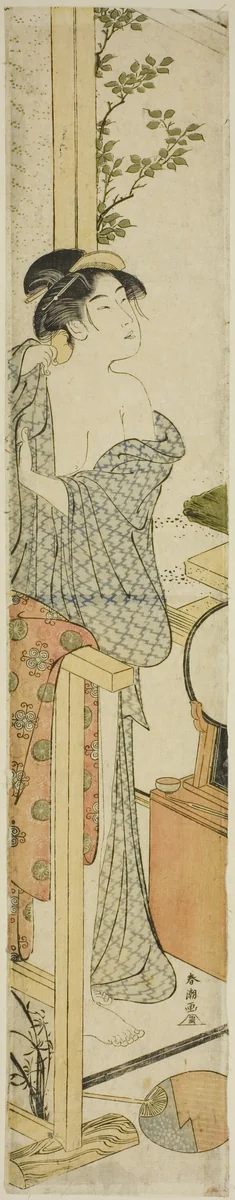 Woman Dressing by Katsukawa Shuncho, print, 1775-1806