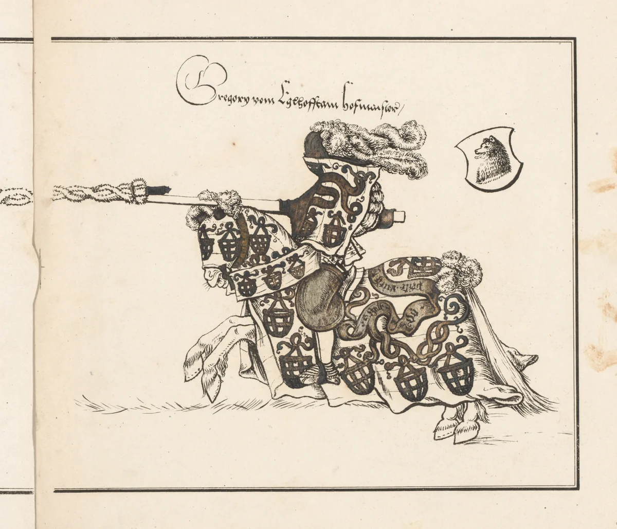 Book on Tournaments: Jouster Facing Left by Theobald Senefelder, print, 1817