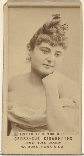 Card Number 349, Carrie Rumbold, from the Actors and Actresses series (N145-3) issued by Duke Sons & Co. to promote Cross Cut Cigarettes by W. Duke, Sons & Co., photograph, 1880-1889